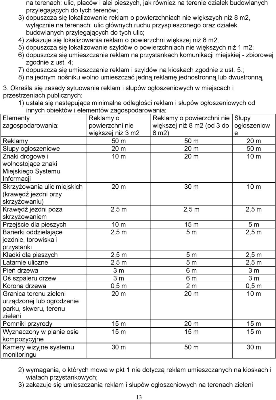 lokalizowanie szyldów o powierzchniach nie większych niż 1 m2; 6) dopuszcza się umieszczanie reklam na przystankach komunikacji miejskiej - zbiorowej zgodnie z ust.