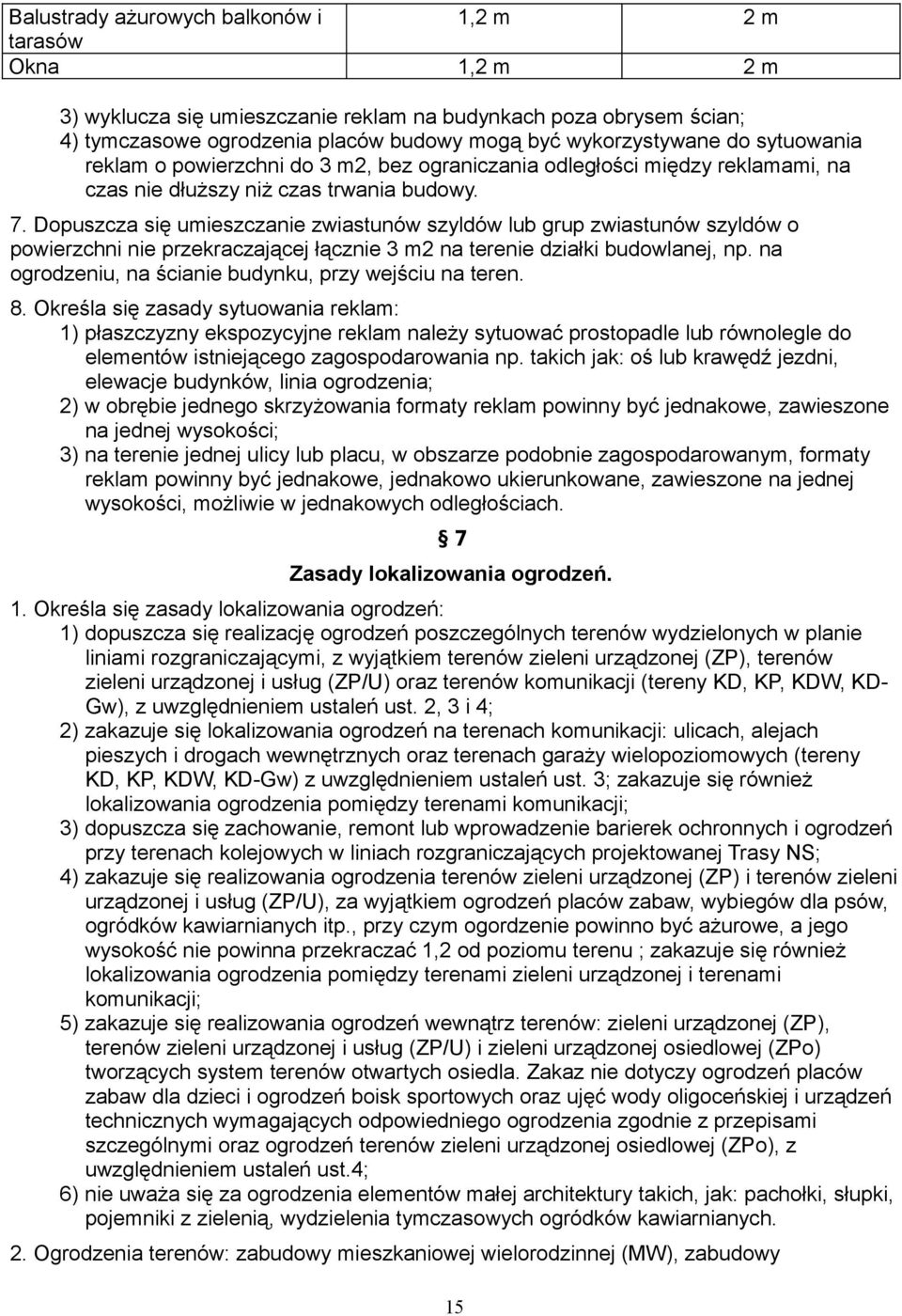 Dopuszcza się umieszczanie zwiastunów szyldów lub grup zwiastunów szyldów o powierzchni nie przekraczającej łącznie 3 m2 na terenie działki budowlanej, np.