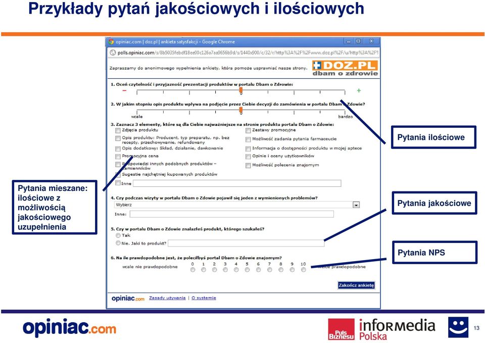 mieszane: ilościowe z możliwością