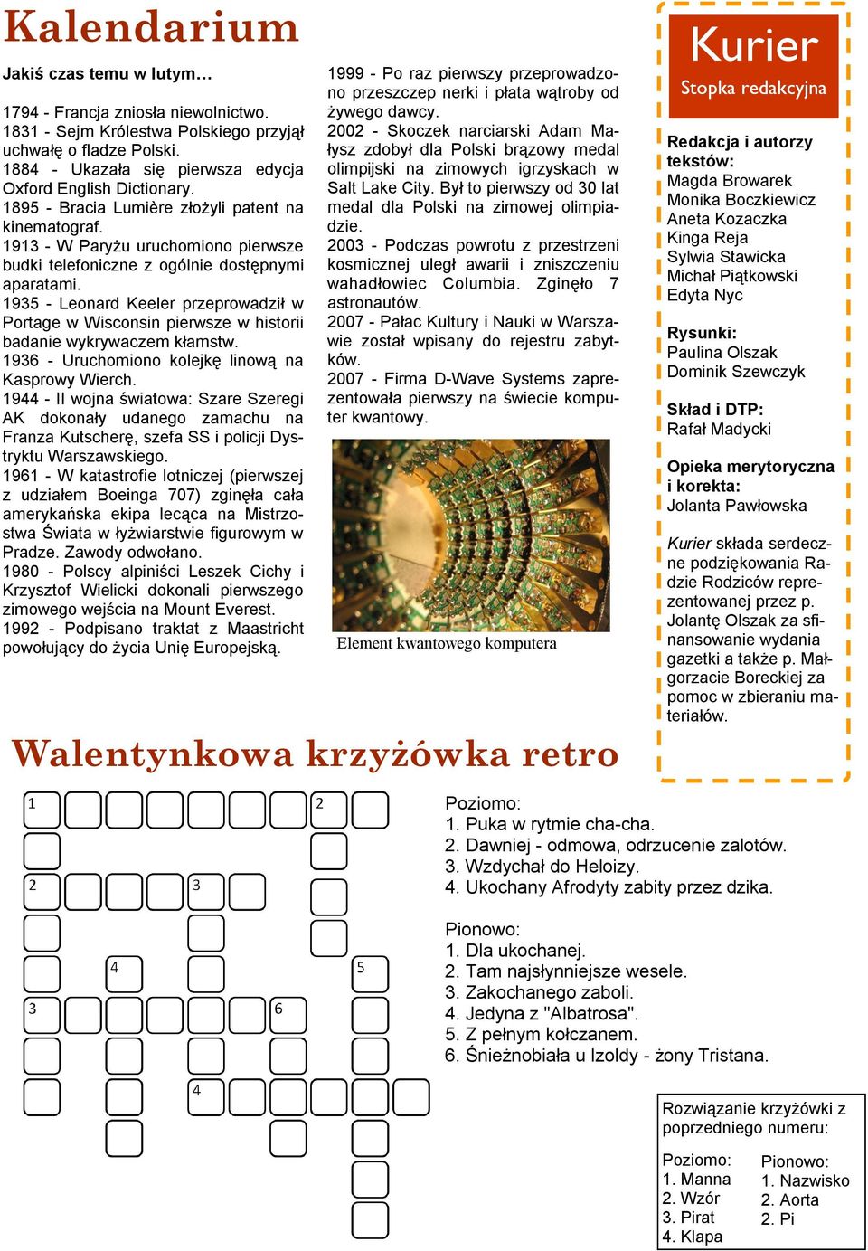 1935 - Leonard Keeler przeprowadził w Portage w Wisconsin pierwsze w historii badanie wykrywaczem kłamstw. 1936 - Uruchomiono kolejkę linową na Kasprowy Wierch.