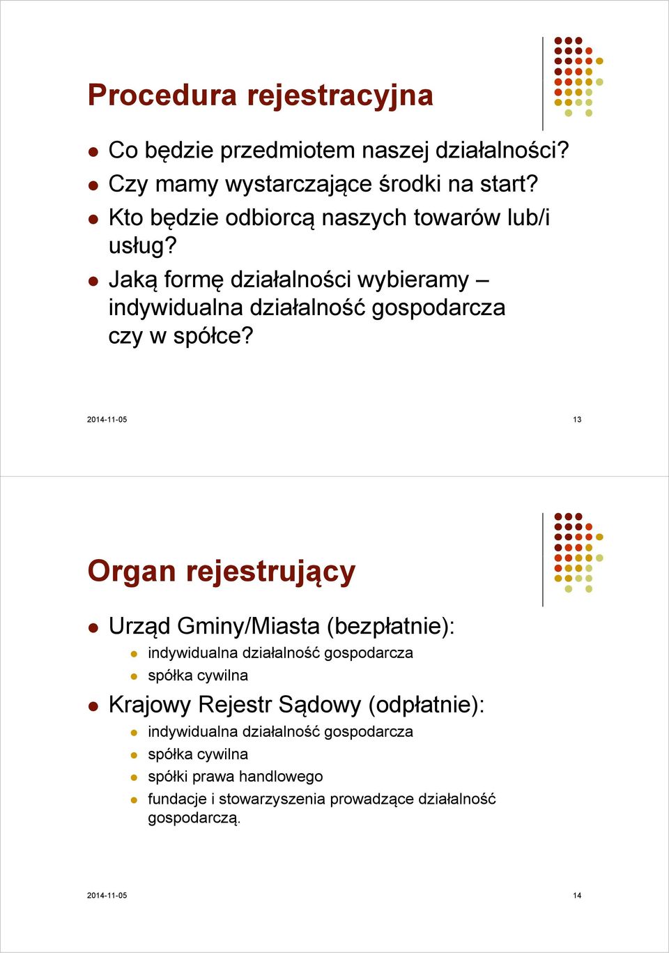 ł Jaką ą formę ę działalności wybieramy y indywidualna działalność gospodarcza czy w spółce?