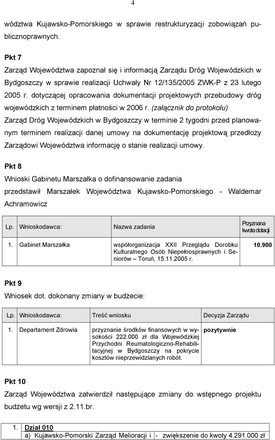 dotyczącej opracowania dokumentacji projektowych przebudowy dróg wojewódzkich z terminem płatności w 2006 r.