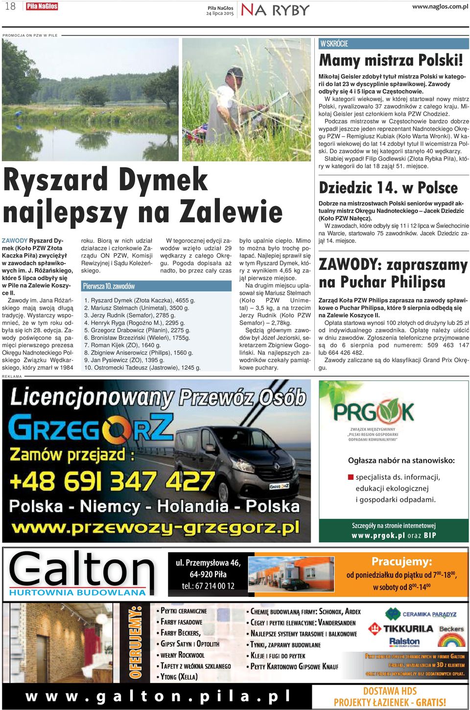 Za - wo dy po świę co ne są pa - mię ci pierw sze go pre ze sa Okrę gu Nad no tec kie go Pol - skie go Związ ku Węd kar - skie go, któ ry zmarł w 1984 ro ku.