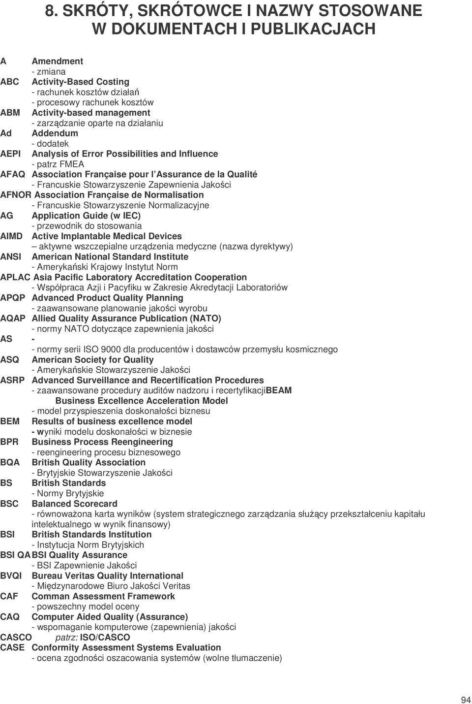 Francuskie Stowarzyszenie Zapewnienia Jakoci AFNOR Association Française de Normalisation AG - Francuskie Stowarzyszenie Normalizacyjne Application Guide (w IEC) - przewodnik do stosowania AIMD