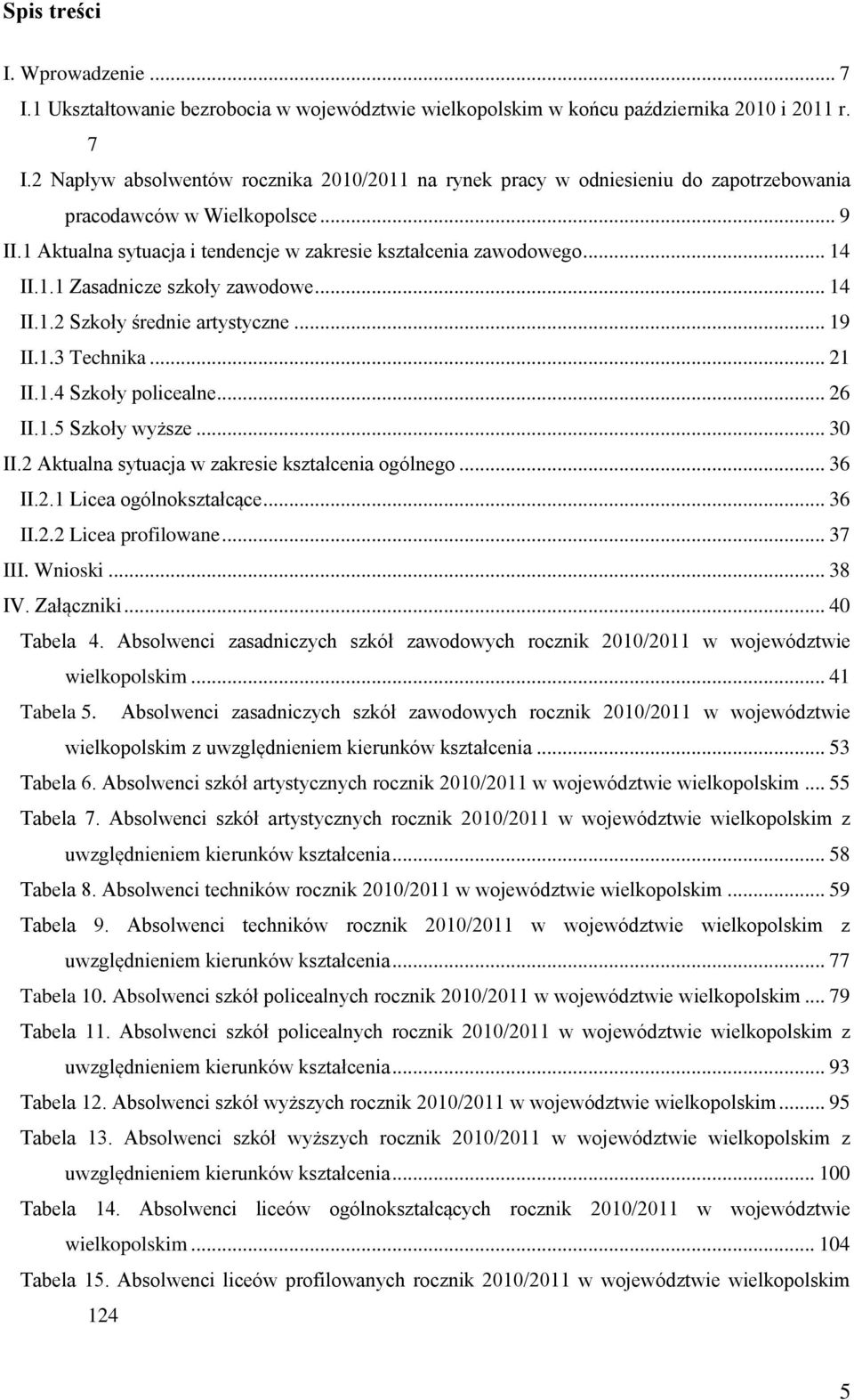 .. 26 II.1.5 Szkoły wyższe... 30 II.2 Aktualna sytuacja w zakresie kształcenia ogólnego... 36 II.2.1 Licea... 36 II.2.2 Licea profilowane... 37 III. Wnioski... 38 IV. Załączniki... 40 Tabela 4.