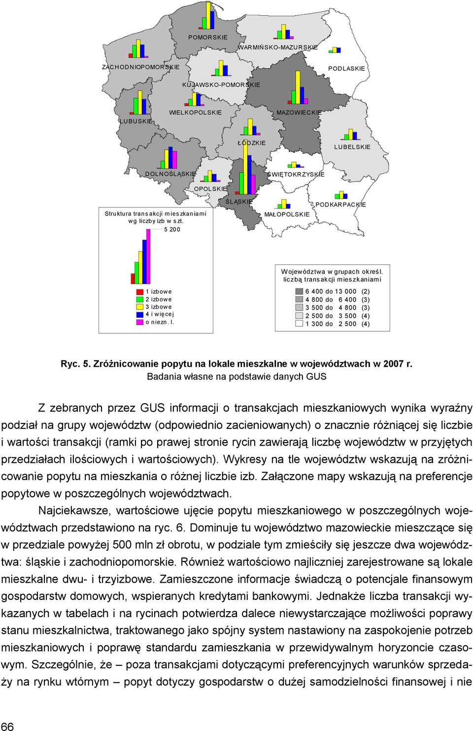 5. Zróżnicowanie popytu na lokale mieszkalne w województwach w 2007 r.