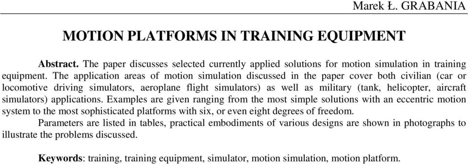 aircraft simulatrs) applicatins.