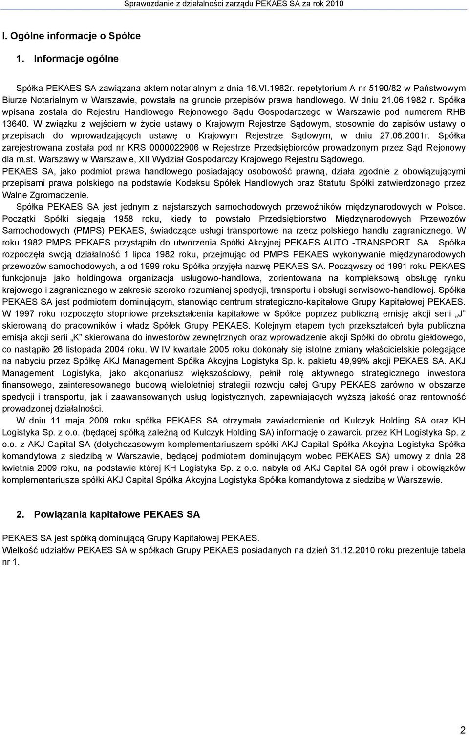 Spółka wpisana została do Rejestru Handlowego Rejonowego Sądu Gospodarczego w Warszawie pod numerem RHB 13640.