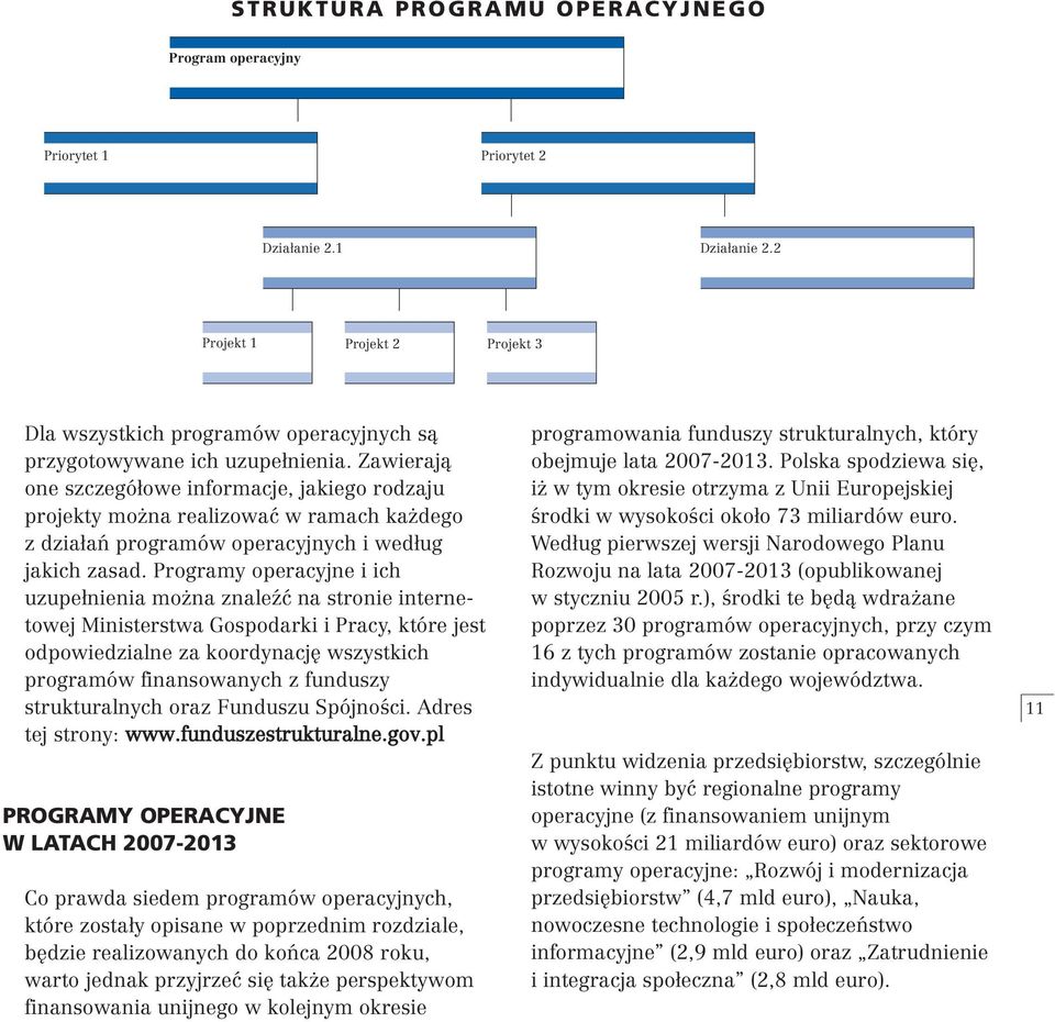 Zawierajà one szczegó owe informacje, jakiego rodzaju projekty mo na realizowaç w ramach ka dego z dzia aƒ programów operacyjnych i wed ug jakich zasad.