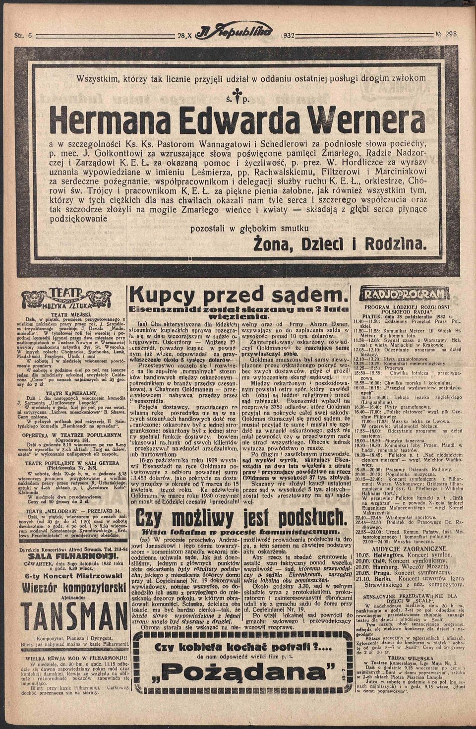 za okazaną pomoc i życzliwość, p. prez. W. Hordliczce za wyrazy uznania wypowiedziane w imieniu Leśmierza, pp.