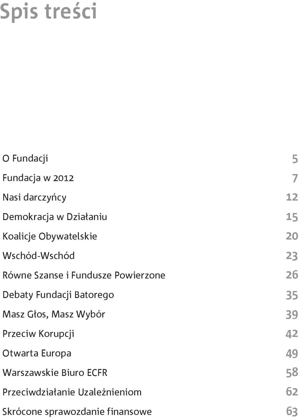 Fundacji Batorego 35 Masz Głos, Masz Wybór 39 Przeciw Korupcji 42 Otwarta Europa 49