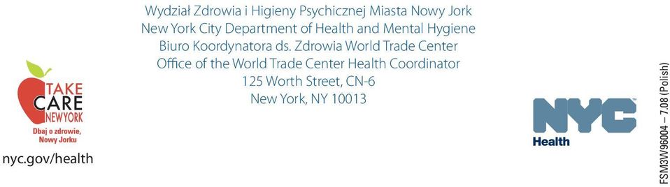 ds. Zdrowia World Trade Center Office of the World Trade Center Health