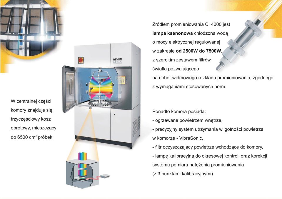 W centralnej czêœci komory znajduje siê trzyczêœciowy kosz obrotowy, mieszcz¹cy 2 do 6500 cm próbek.