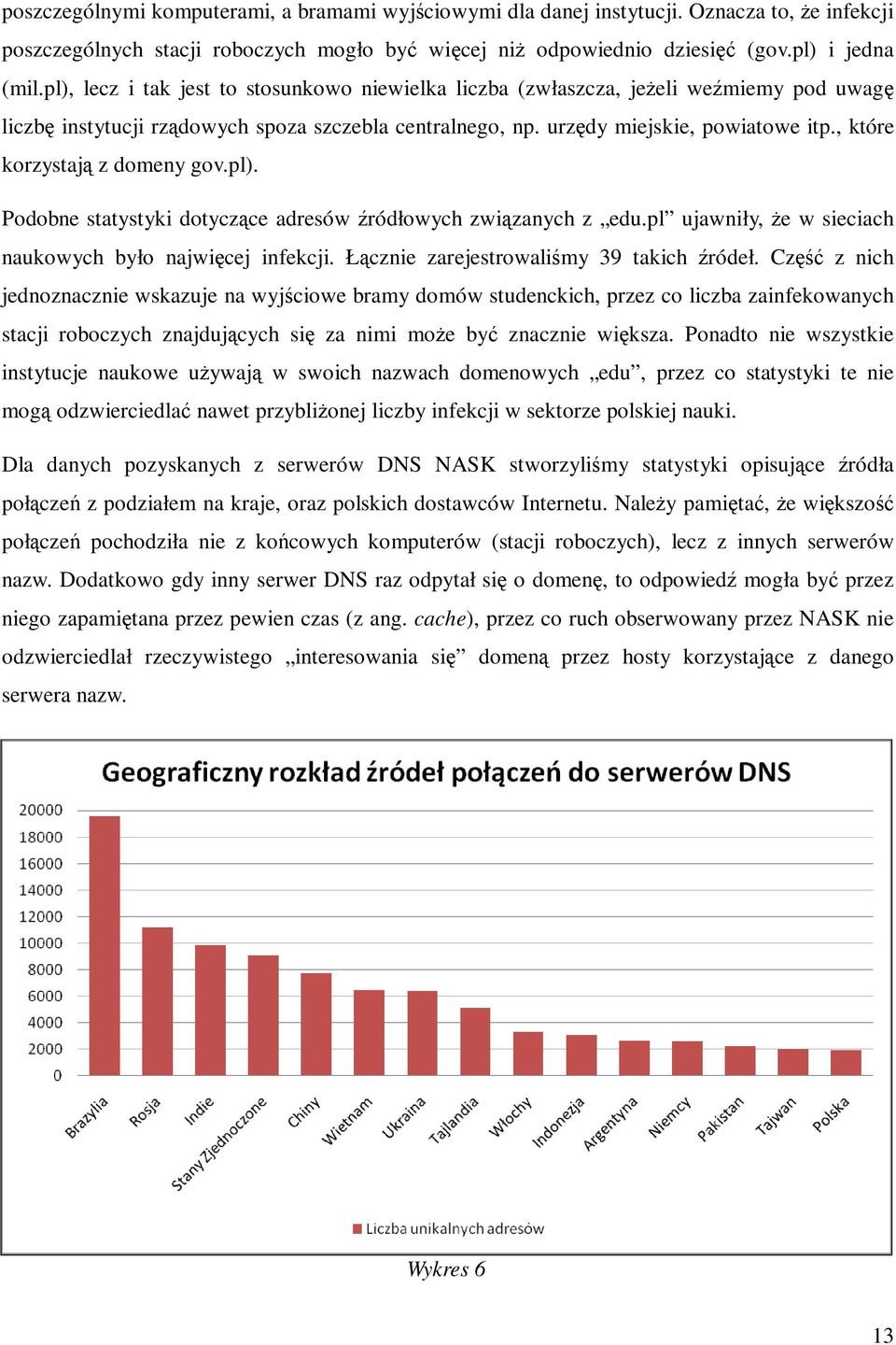 , które korzystają z domeny gov.pl). Podobne statystyki dotyczące adresów źródłowych związanych z edu.pl ujawniły, Ŝe w sieciach naukowych było najwięcej infekcji.