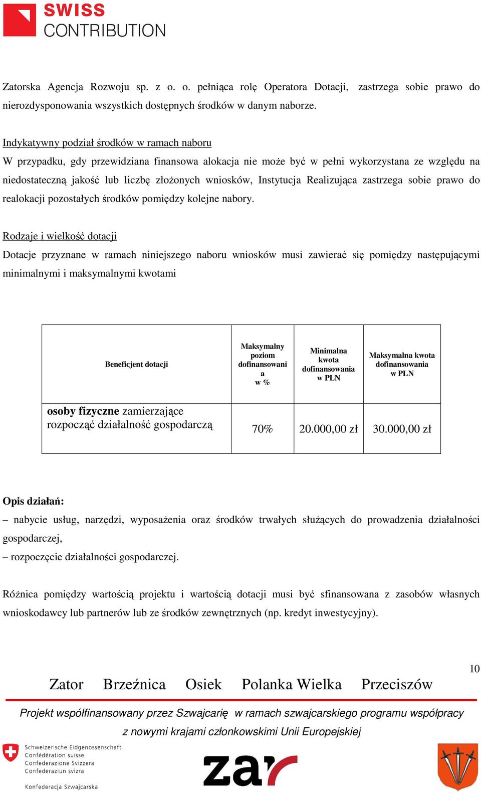 Instytucja Realizująca zastrzega sobie prawo do realokacji pozostałych środków pomiędzy kolejne nabory.