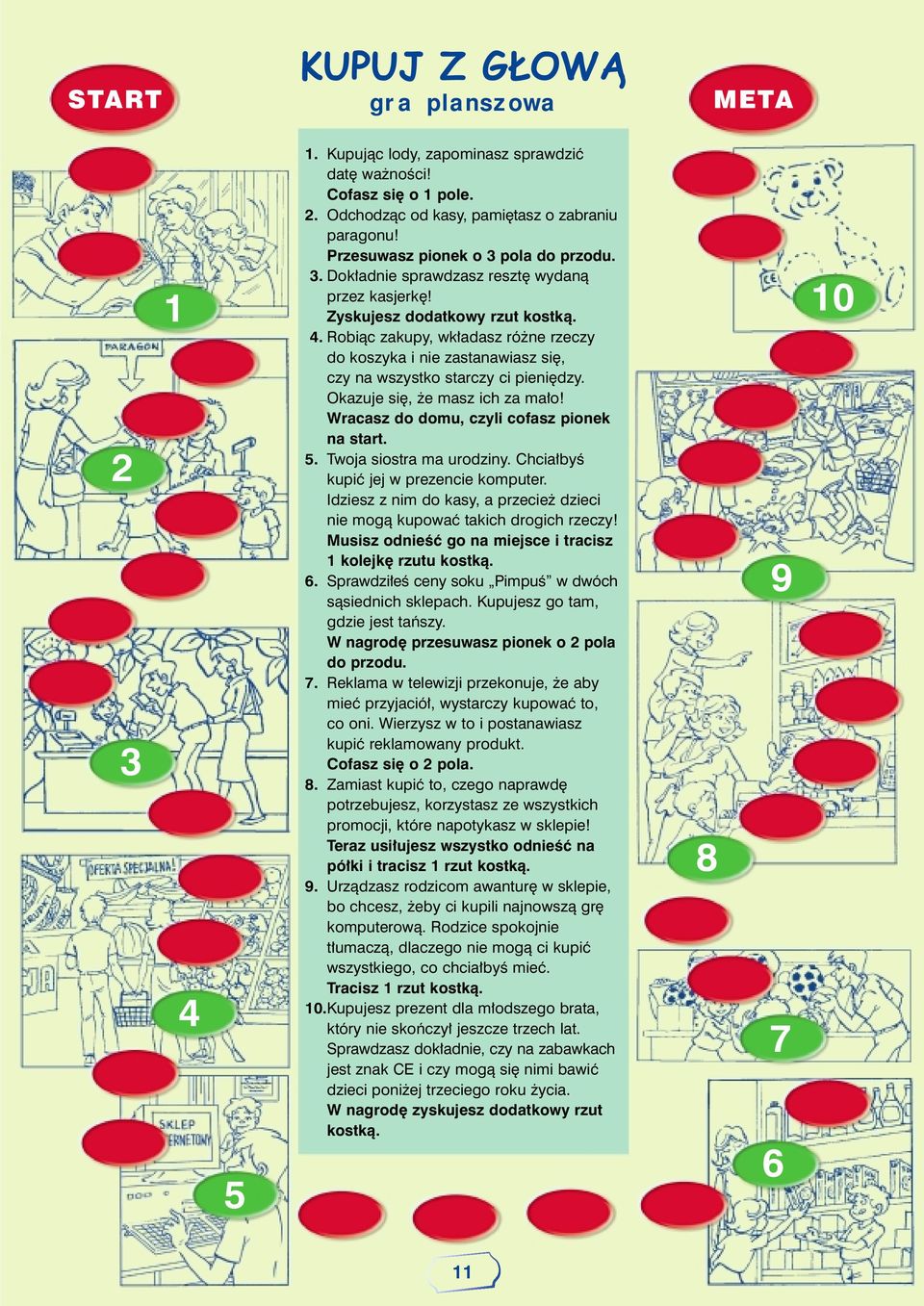 Wracasz do domu, czyli cofasz pionek na start. 5. Twoja siostra ma urodziny. Chcia byê kupiç jej w prezencie komputer. Idziesz z nim do kasy, a przecie dzieci nie mogà kupowaç takich drogich rzeczy!