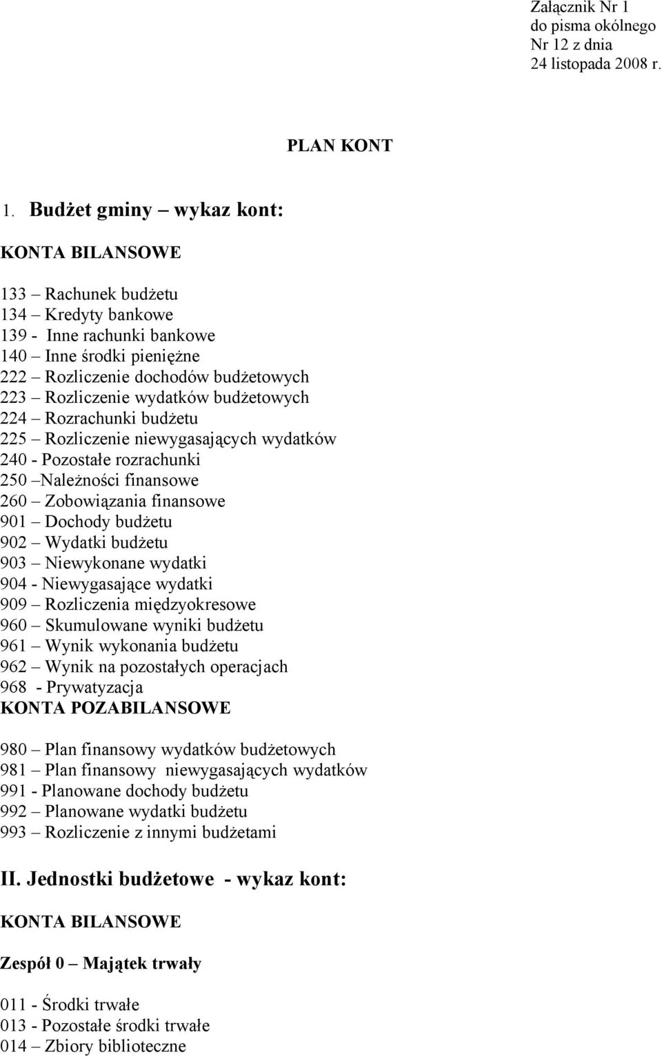 budżetowych 224 Rozrachunki budżetu 225 Rozliczenie niewygasających wydatków 240 - Pozostałe rozrachunki 250 Należności finansowe 260 Zobowiązania finansowe 901 Dochody budżetu 902 Wydatki budżetu