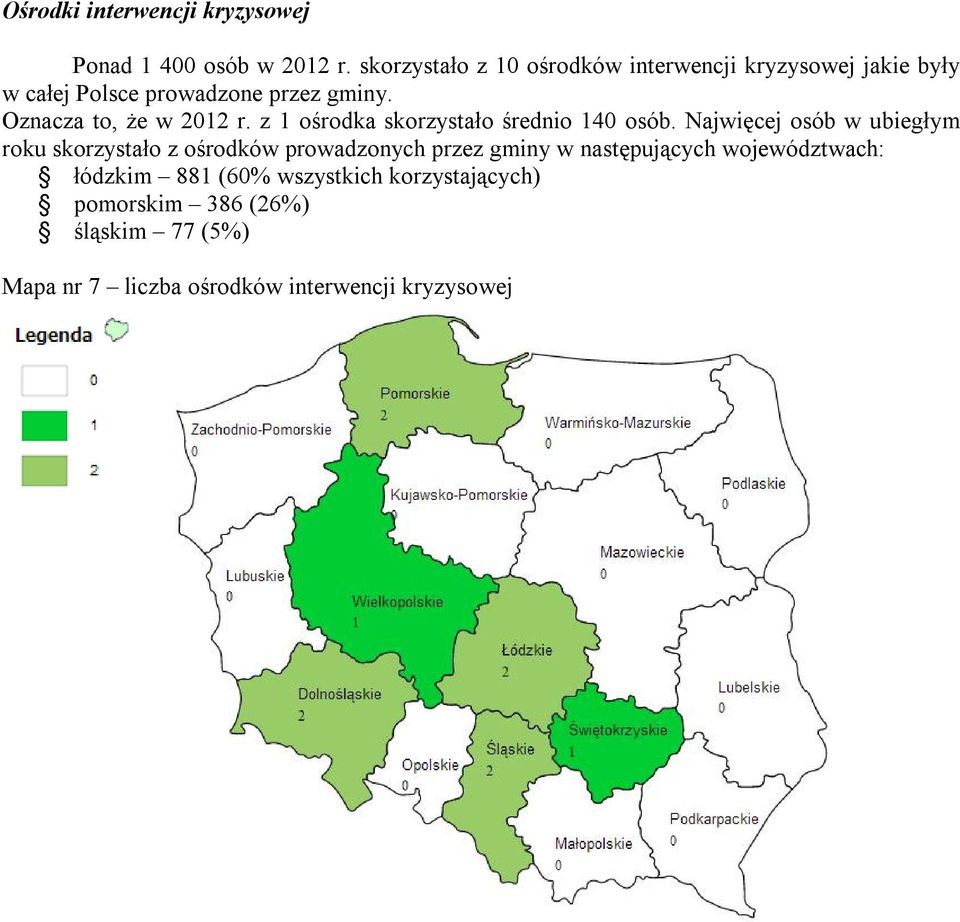 Oznacza to, że w 2012 r. z 1 ośrodka skorzystało średnio 140 osób.