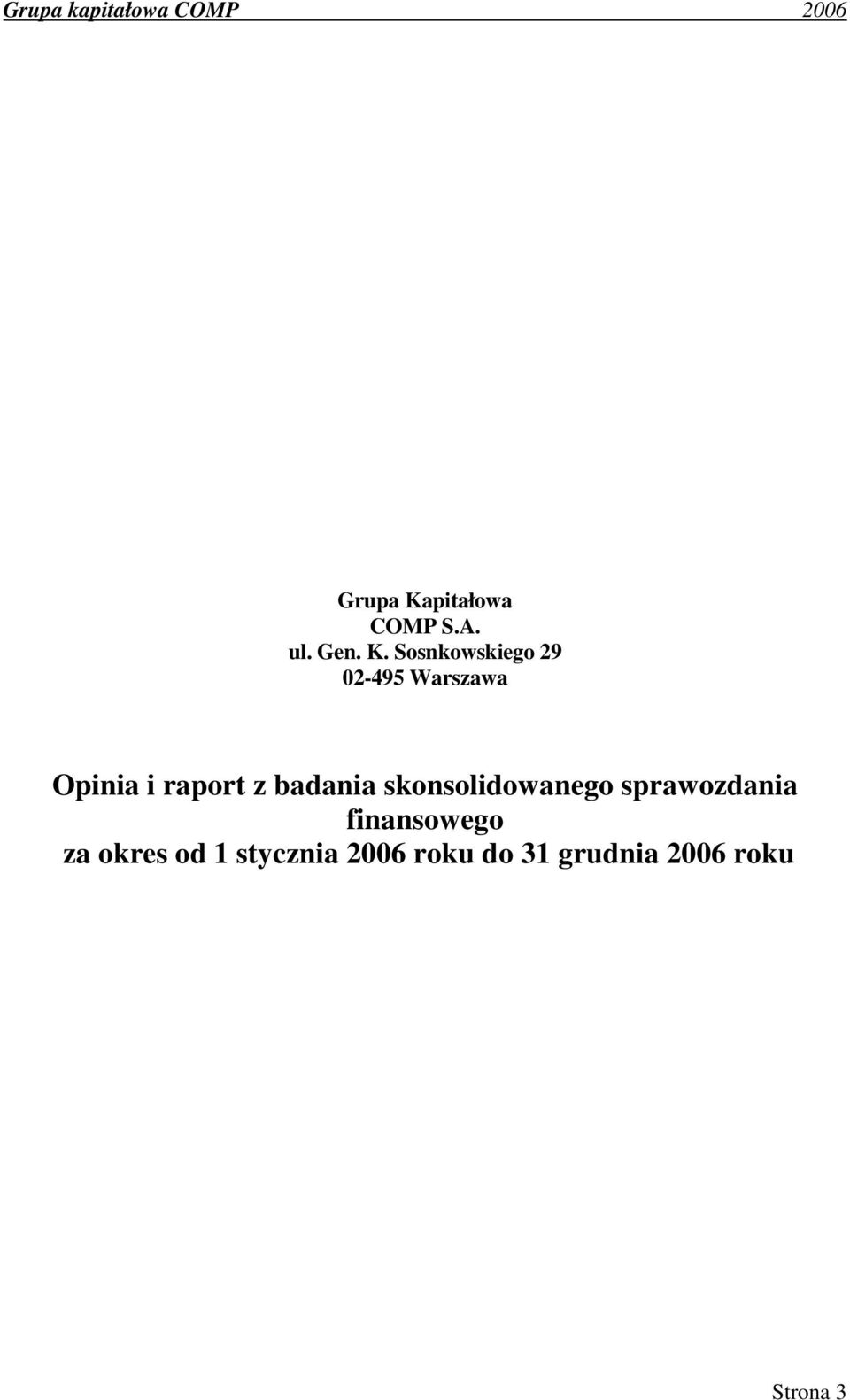 Sosnkowskiego 29 02-495 Warszawa Opinia i raport z