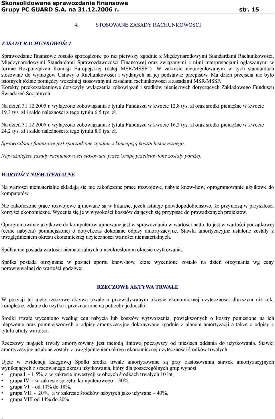 nieuregulowanym w tych standardach stosownie do wymogów Ustawy o Rachunkowości i wydanych na jej podstawie przepisów Ma dzień przejścia nie było istotnych różnic pomiędzy wcześniej stosowanymi