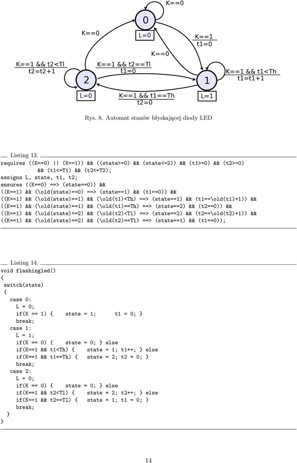 (state==1) && (t1==0)) && ((K==1) && (\old(state)==1) && (\old(t1)<th) ==> (state==1) && (t1==\old(t1)+1)) && ((K==1) && (\old(state)==1) && (\old(t1)==th) ==> (state==2) && (t2==0)) && ((K==1) &&