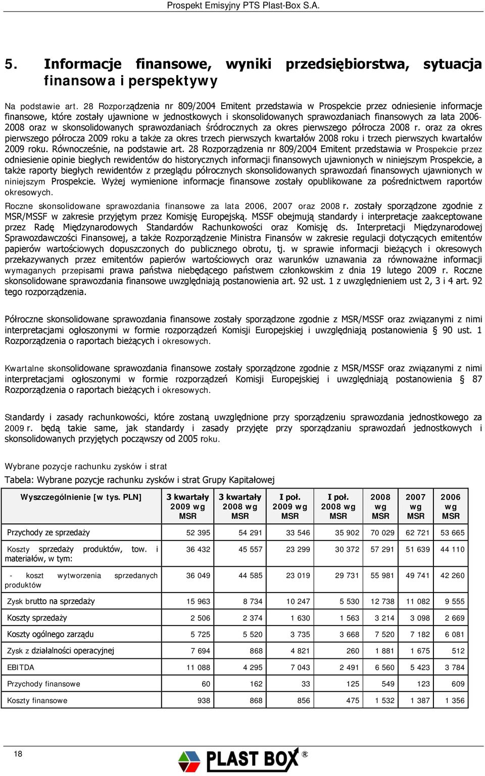 2006-2008 oraz w skonsolidowanych sprawozdaniach śródrocznych za okres pierwszego półrocza 2008 r.