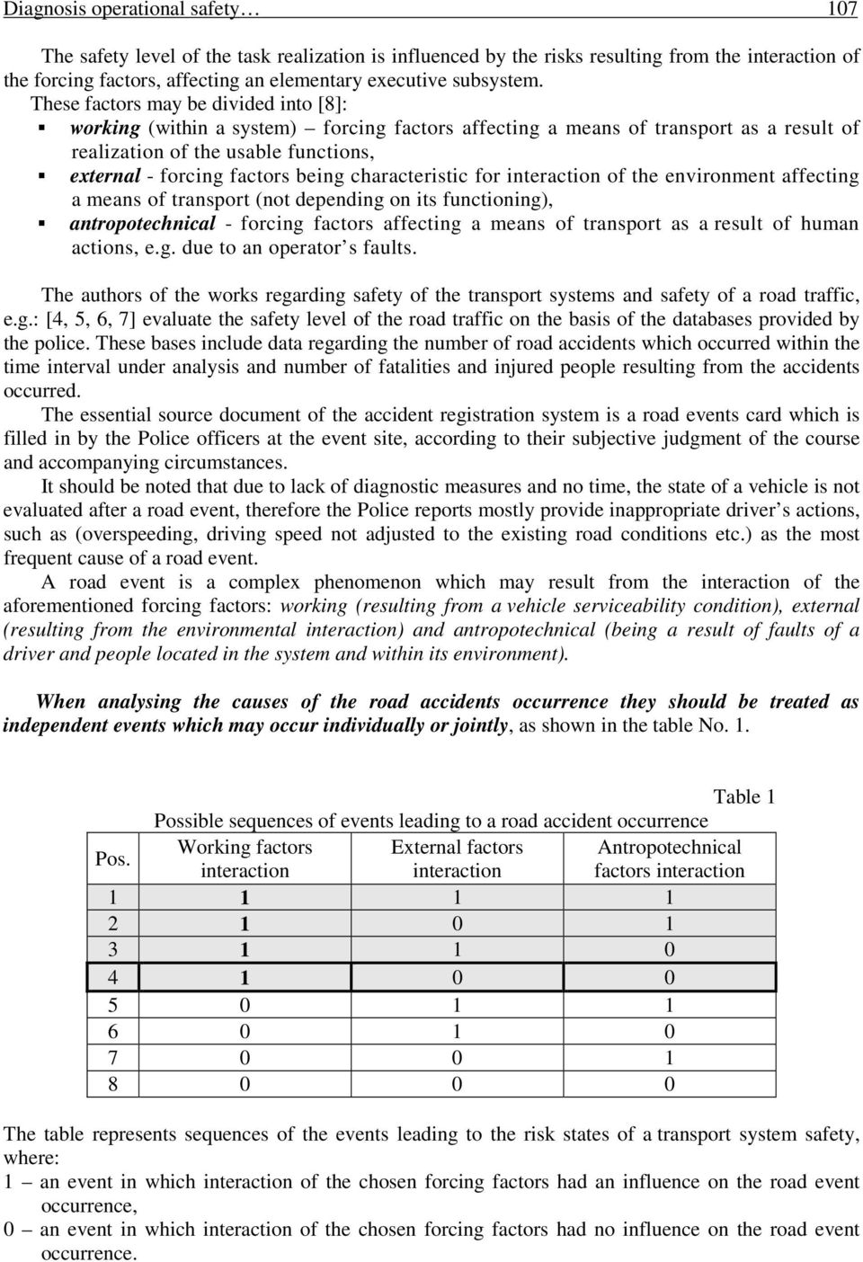 characteristic for interaction of the environment affecting a means of transport (not depending on its functioning), antropotechnical - forcing factors affecting a means of transport as a result of