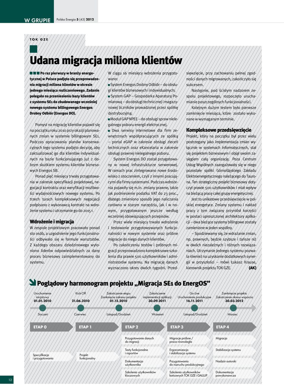 Pomysł na migrację klientów pojawił się na początku roku 2010 przy okazji planowanych zmian w systemie billingowym SE1.