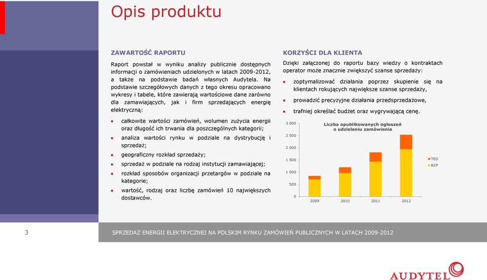 KLIENTA Dzięki załączonej do raportu bazy wiedzy o kontraktach operator może znacznie zwiększyć szanse sprzedaży: zoptymalizować działania poprzez skupienie się na klientach rokujących największe