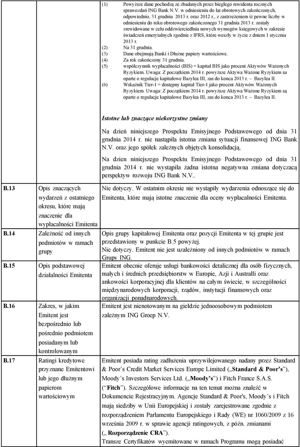 zostały zrewidowane w celu oddzwierciedlnia nowych wymogów księgowych w zakresie świadczeń emerytalnych zgodnie z IFRS, które weszły w życie z dniem 1 stycznia 2013 r. (2) Na 31 grudnia.