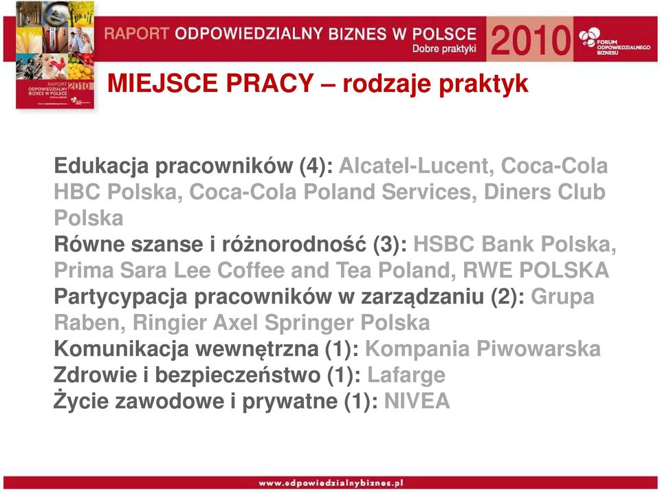 Poland, RWE POLSKA Partycypacja pracowników w zarządzaniu (2): Grupa Raben, Ringier Axel Springer Polska