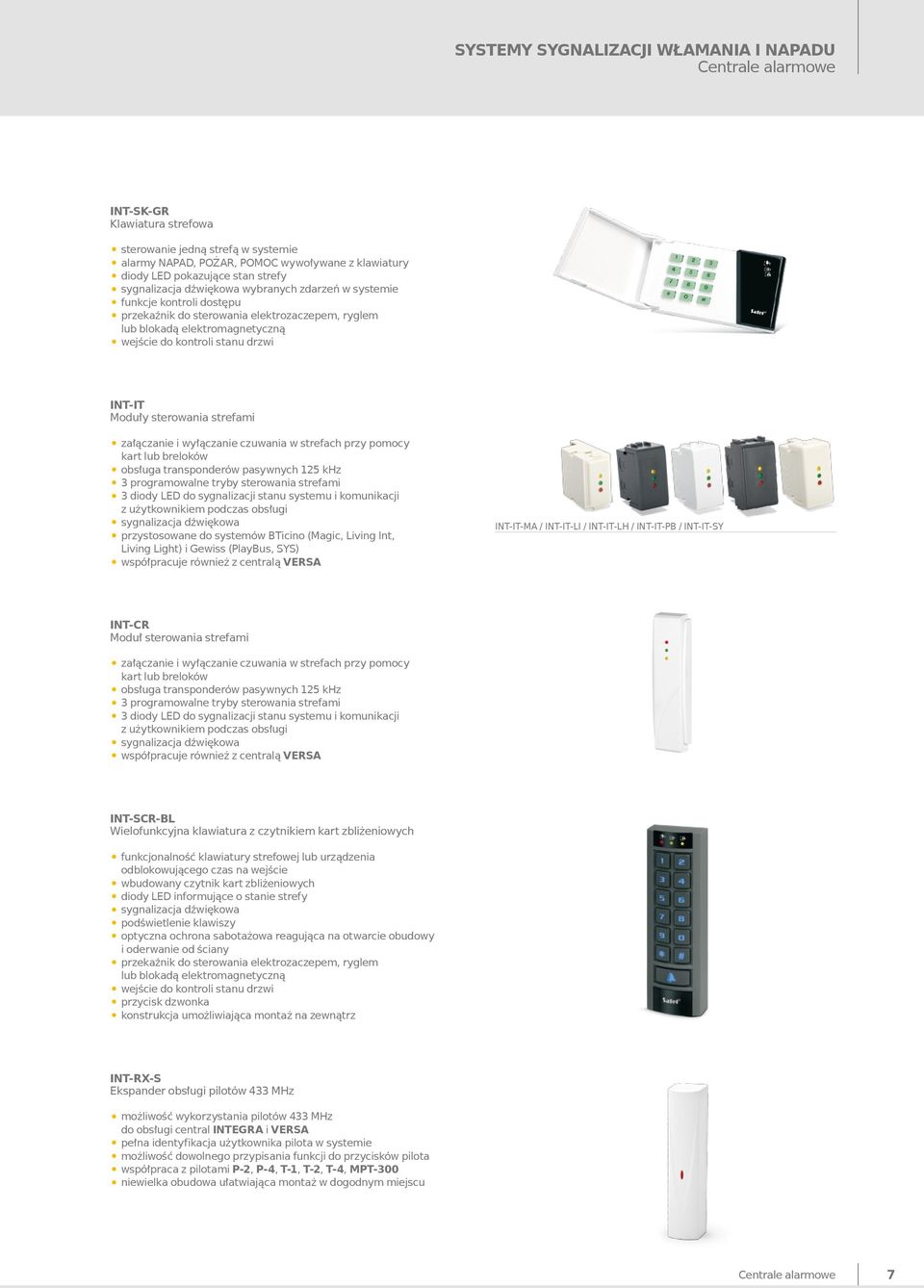 INT-IT Moduły sterowania strefami załączanie i wyłączanie czuwania w strefach przy pomocy kart lub breloków obsługa transponderów pasywnych 125 khz 3 programowalne tryby sterowania strefami 3 diody