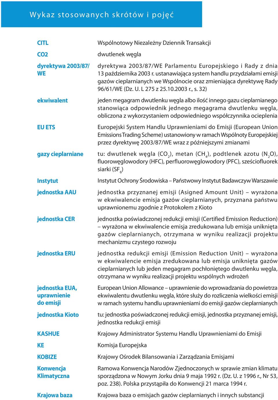 października 2003 r. ustanawiająca system handlu przydziałami emisji gazów cieplarnianych we Wspólnocie oraz zmieniająca dyrektywę Rady 96/61/WE (Dz. U. L 275 z 25.10.2003 r., s.