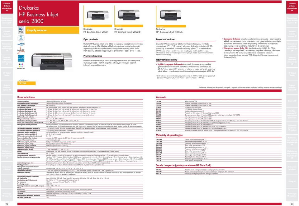 Business Inkjet seria 2800 s przeznaczone dla intensywnie drukuj cych osób i małych zespołów roboczych w małych, rednich i du ych przedsi biorstwach.