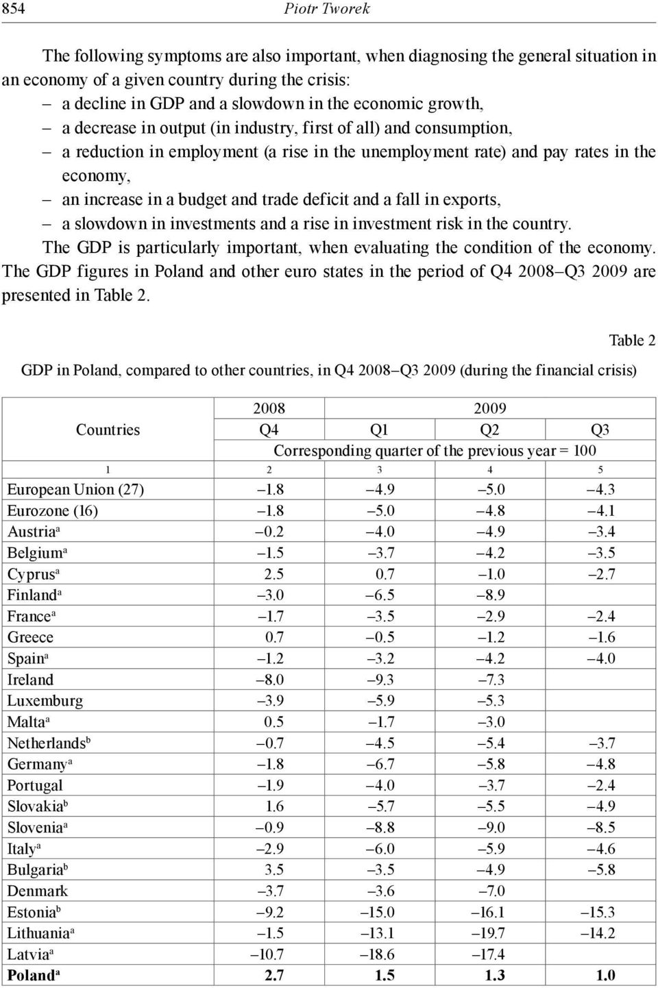 deficit and a fall in exports, a slowdown in investments and a rise in investment risk in the country. The GDP is particularly important, when evaluating the condition of the economy.