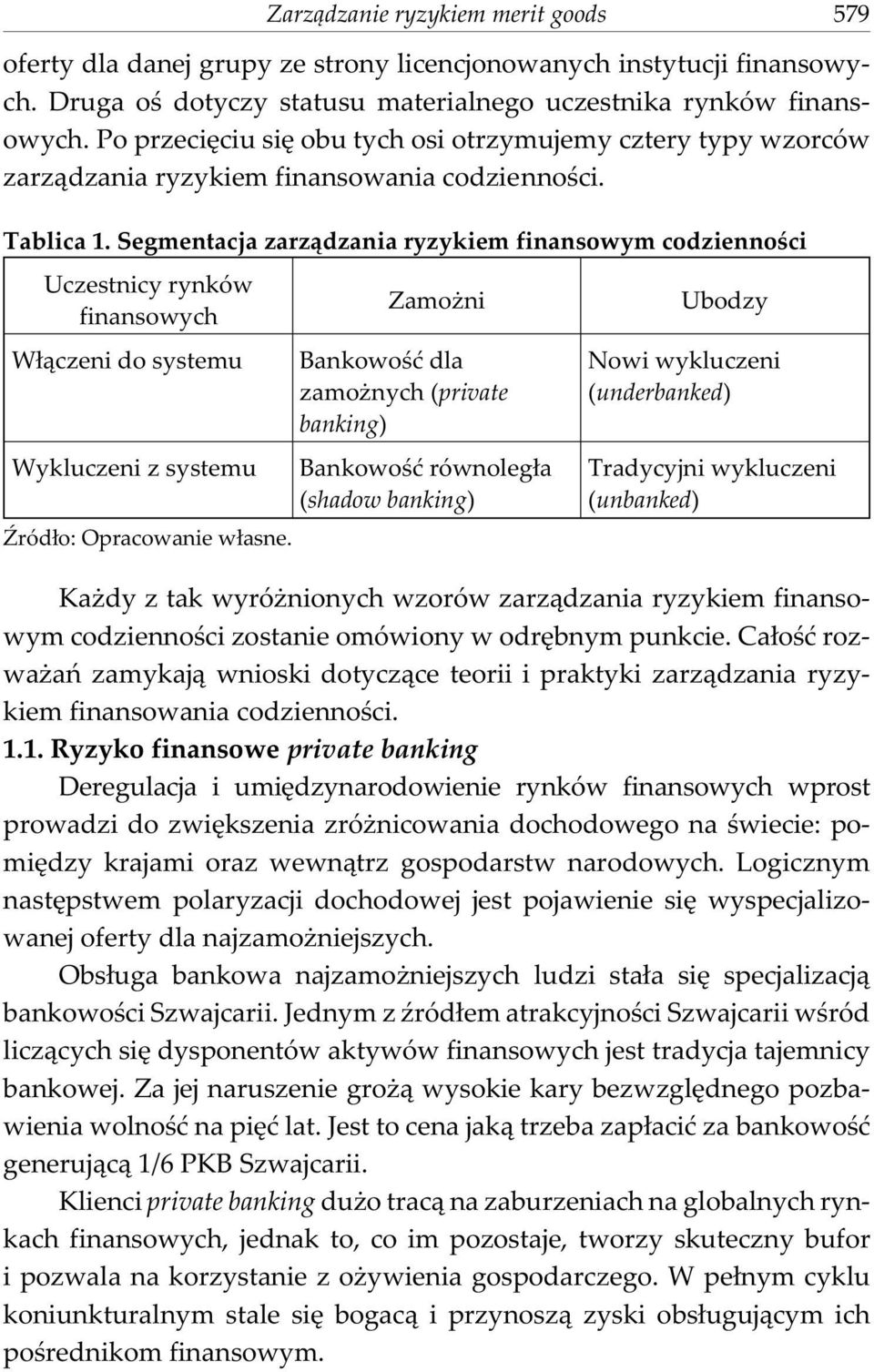 Segmentacja zarz¹dzania ryzykiem finansowym codziennoœci Uczestnicy rynków finansowych W³¹czeni do systemu Wykluczeni z systemu ród³o: Opracowanie w³asne.