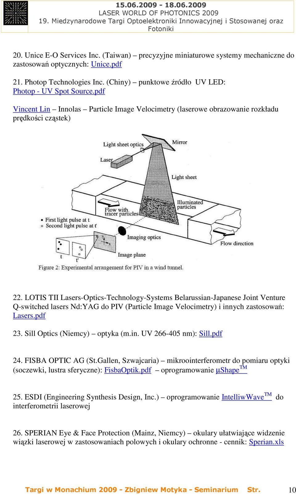 LOTIS TII Lasers-Optics-Technology-Systems Belarussian-Japanese Joint Venture Q-switched lasers Nd:YAG do PIV (Particle Image Velocimetry) i innych zastosowań: Lasers.pdf 23.