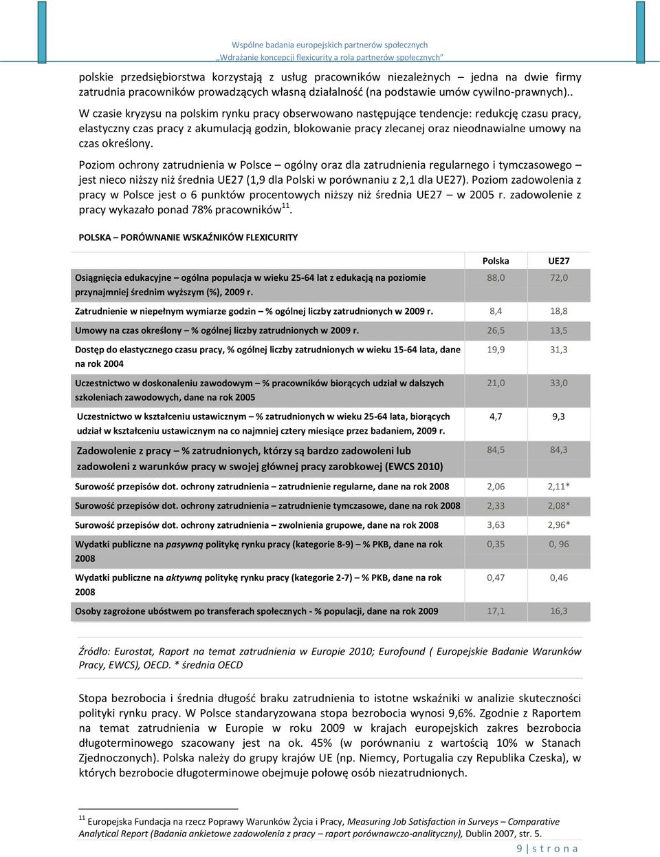 czas określony. Poziom ochrony zatrudnienia w Polsce ogólny oraz dla zatrudnienia regularnego i tymczasowego jest nieco niższy niż średnia UE27 (1,9 dla Polski w porównaniu z 2,1 dla UE27).