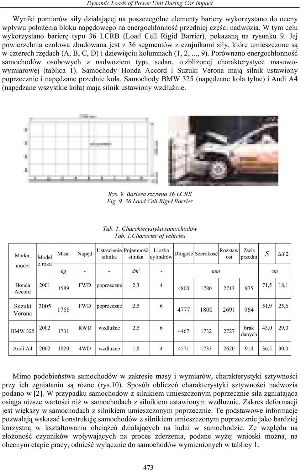 Jej powierzchnia czo owa zbudowana jest z 36 segmentów z czujnikami si y, które umieszczone s w czterech rz dach (A, B, C, D) i dziewi ciu kolumnach (1, 2,..., 9).