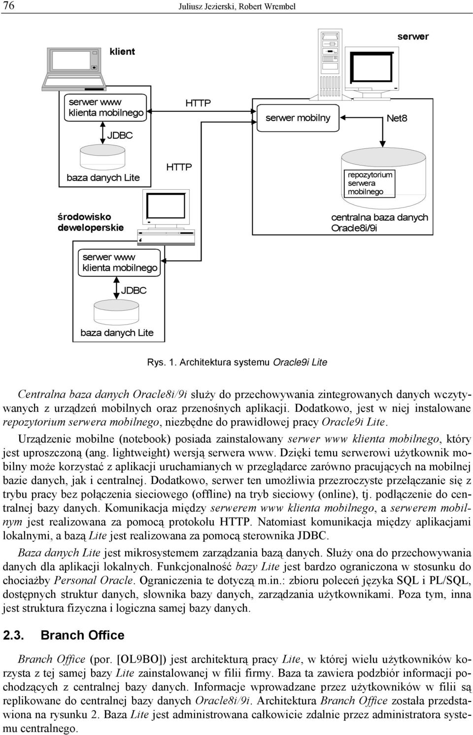 Architektura systemu Oracle9i Lite Centralna baza danych Oracle8i/9i służy do przechowywania zintegrowanych danych wczytywanych z urządzeń mobilnych oraz przenośnych aplikacji.