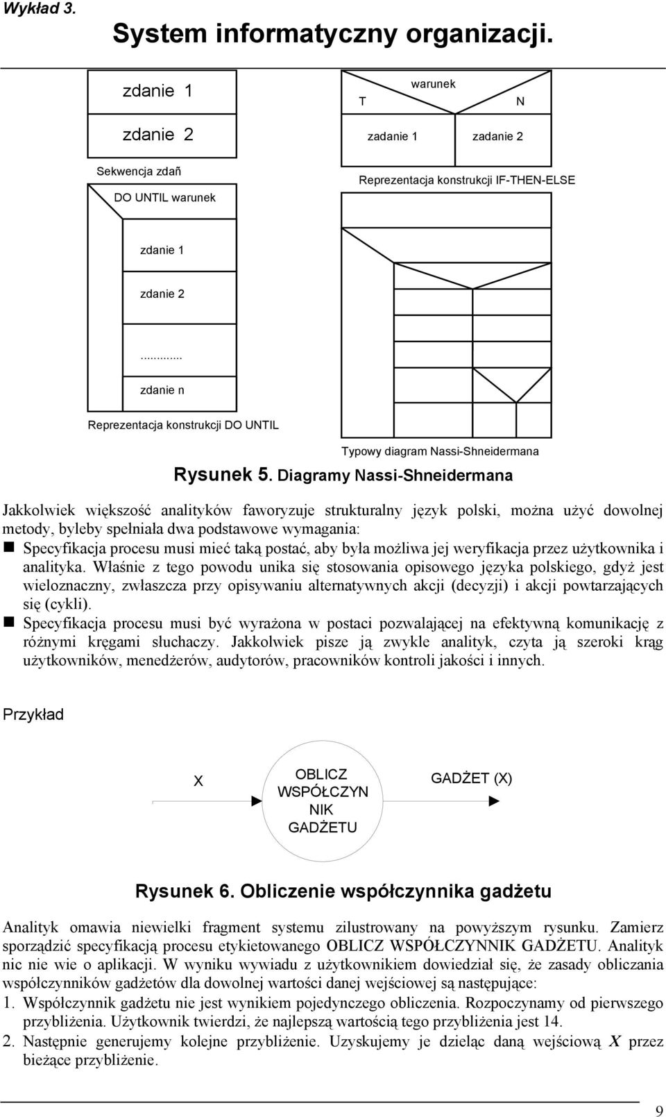 Diagramy Nassi-Shneidermana Jakkolwiek większość analityków faworyzuje strukturalny język polski, można użyć dowolnej metody, byleby spełniała dwa podstawowe wymagania: Specyfikacja procesu musi mieć