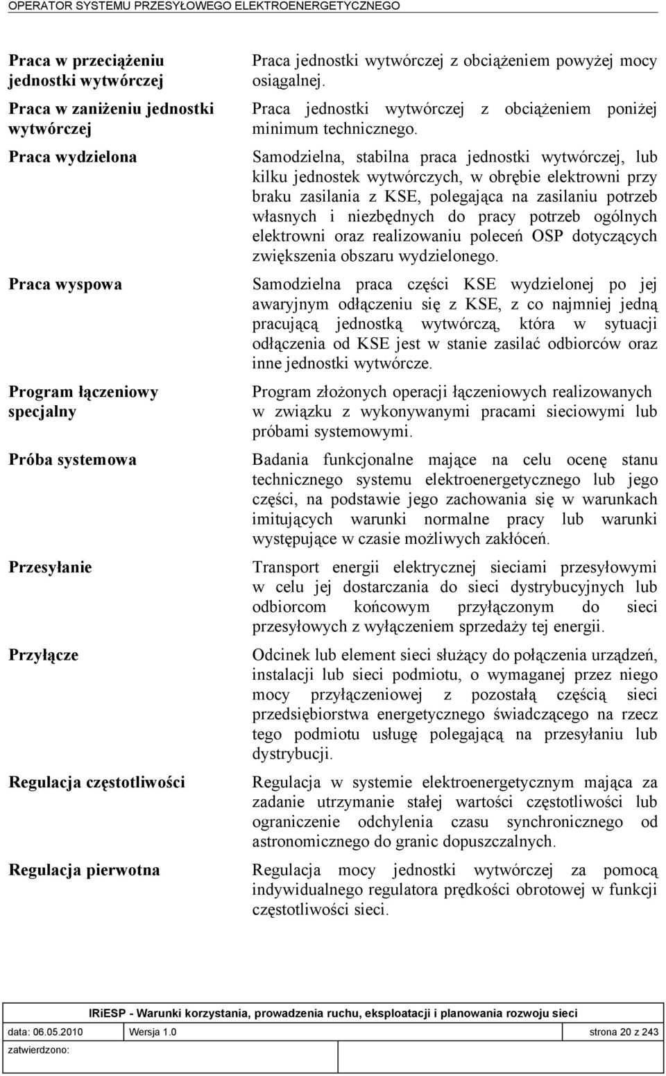 Praca jednostki wytwórczej z obciążeniem poniżej minimum technicznego.