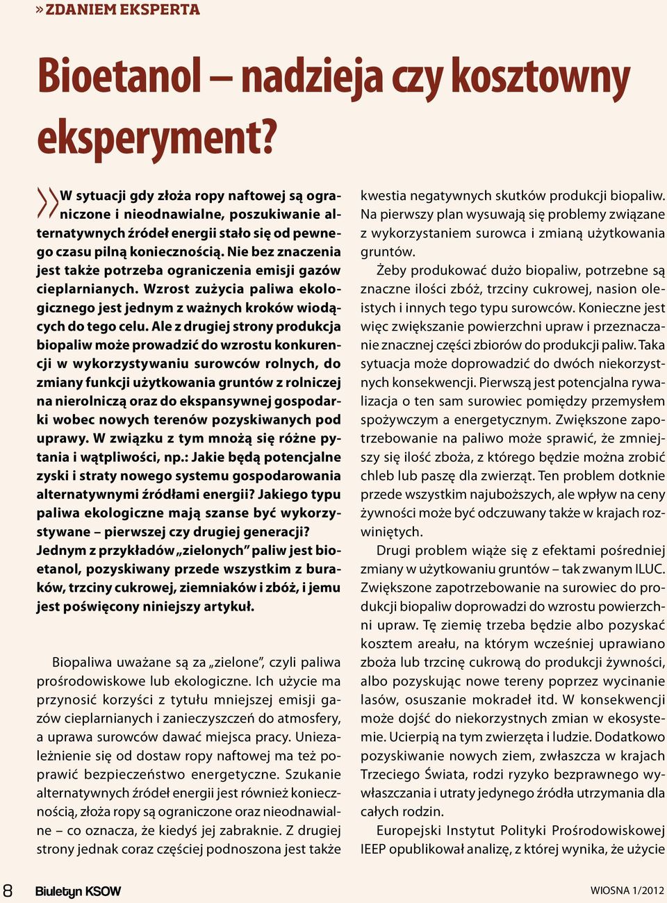 Nie bez znaczenia jest także potrzeba ograniczenia emisji gazów cieplarnianych. Wzrost zużycia paliwa ekologicznego jest jednym z ważnych kroków wiodących do tego celu.