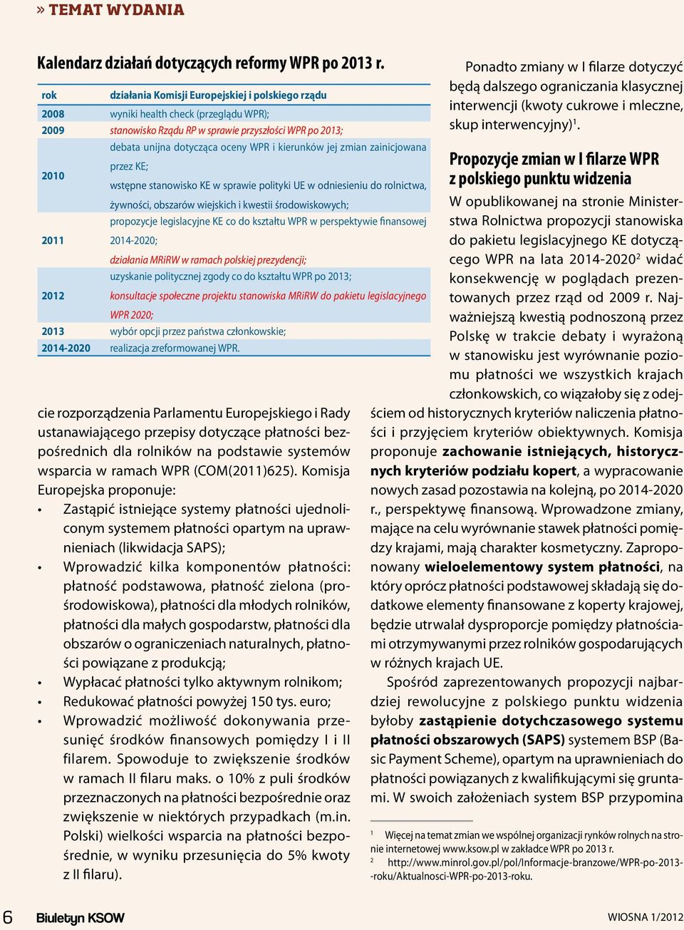 kierunków jej zmian zainicjowana 2010 2011 2012 przez KE; wstępne stanowisko KE w sprawie polityki UE w odniesieniu do rolnictwa, żywności, obszarów wiejskich i kwestii środowiskowych; propozycje