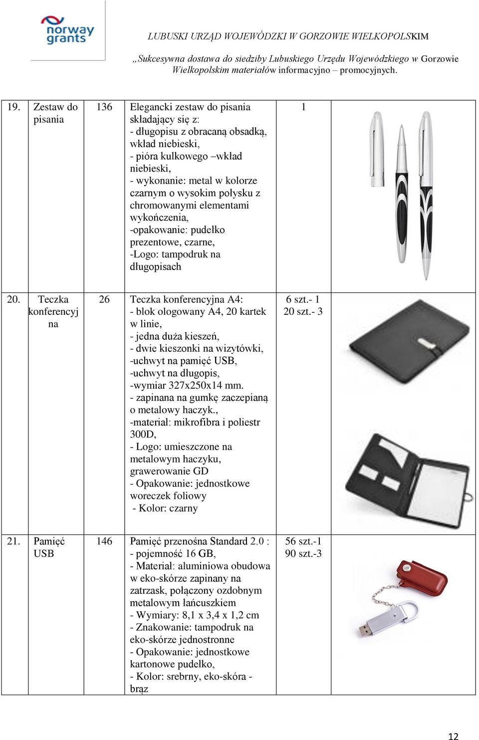 Teczka konferencyj na 6 Teczka konferencyjna A4: - blok ologowany A4, 0 kartek w linie, - jedna duża kieszeń, - dwie kieszonki na wizytówki, -uchwyt na pamięć USB, -uchwyt na długopis, -wymiar