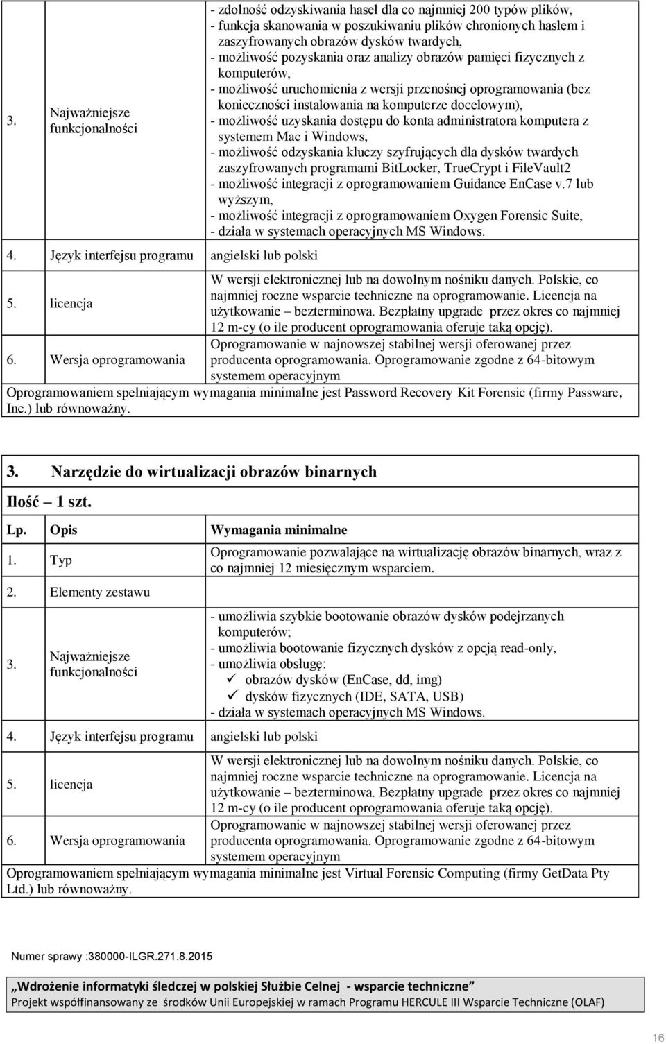 możliwość pozyskania oraz analizy obrazów pamięci fizycznych z komputerów, - możliwość uruchomienia z wersji przenośnej oprogramowania (bez konieczności instalowania na komputerze docelowym), -