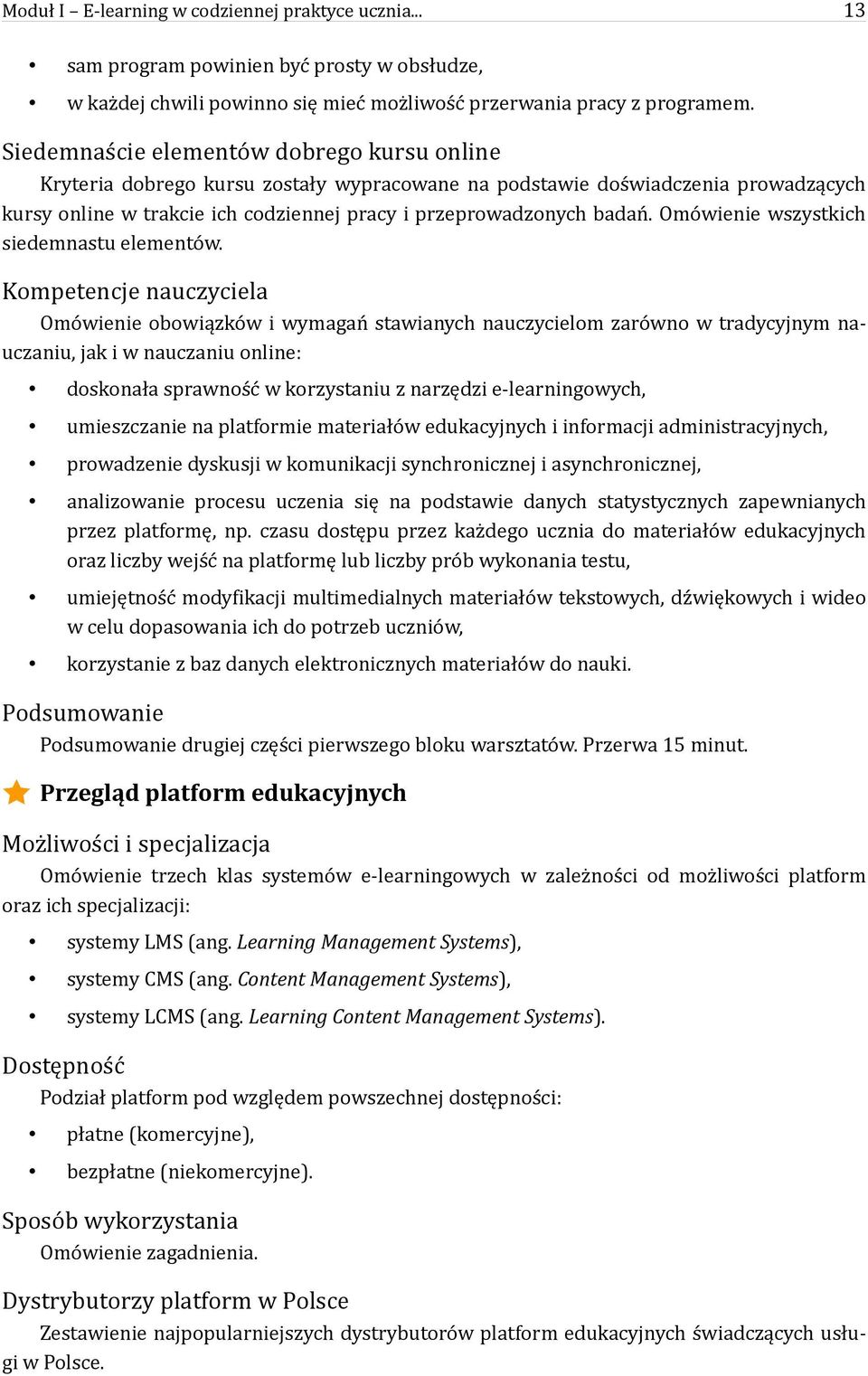 Omówienie wszystkich siedemnastu elementów.