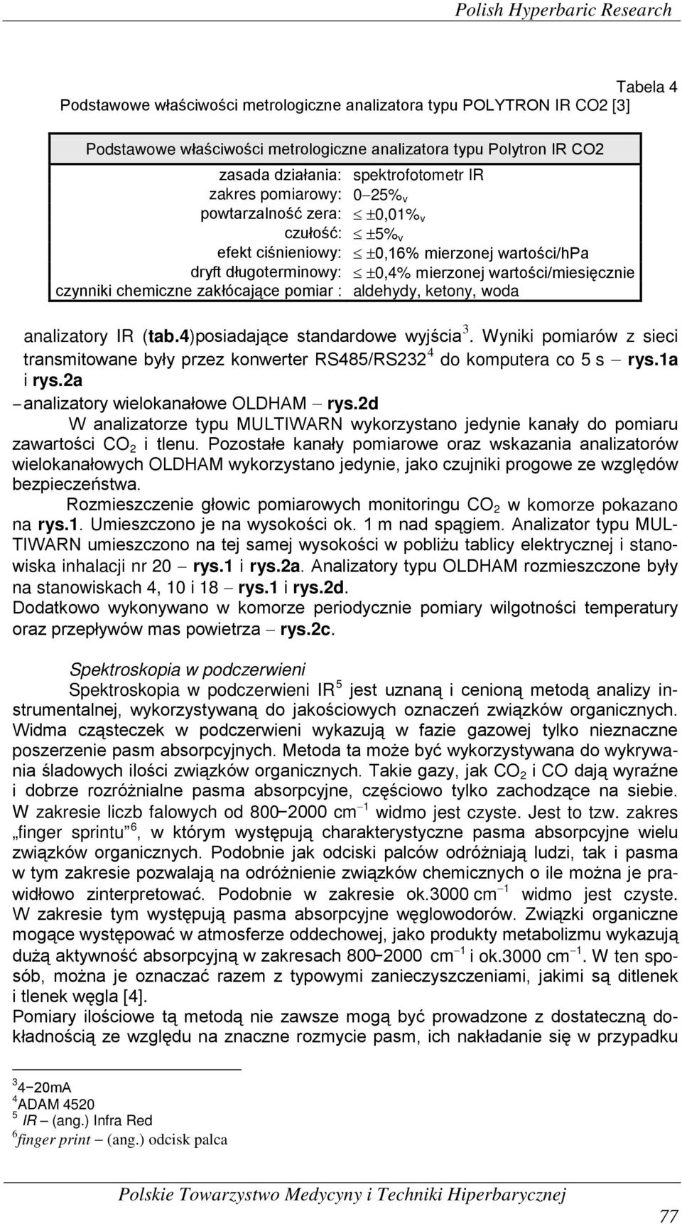 czynniki chemiczne zakłócające pomiar : aldehydy, ketony, woda analizatory IR (tab.4)posiadające standardowe wyjścia 3.