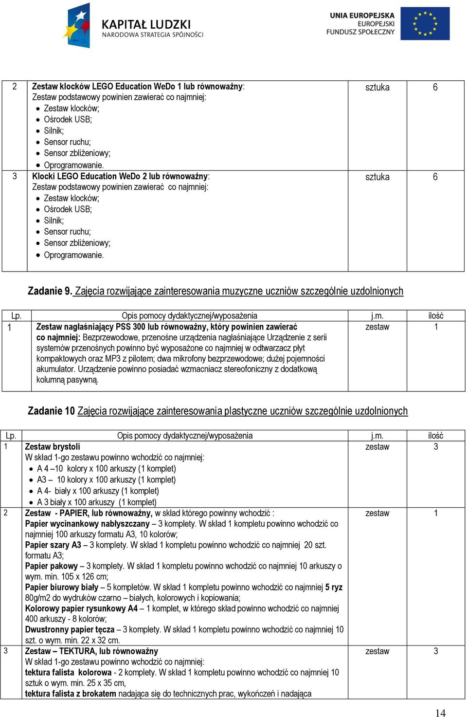 sztuka 6 sztuka 6 Zadanie 9. Zajęcia rozwijające zainteresowania mu