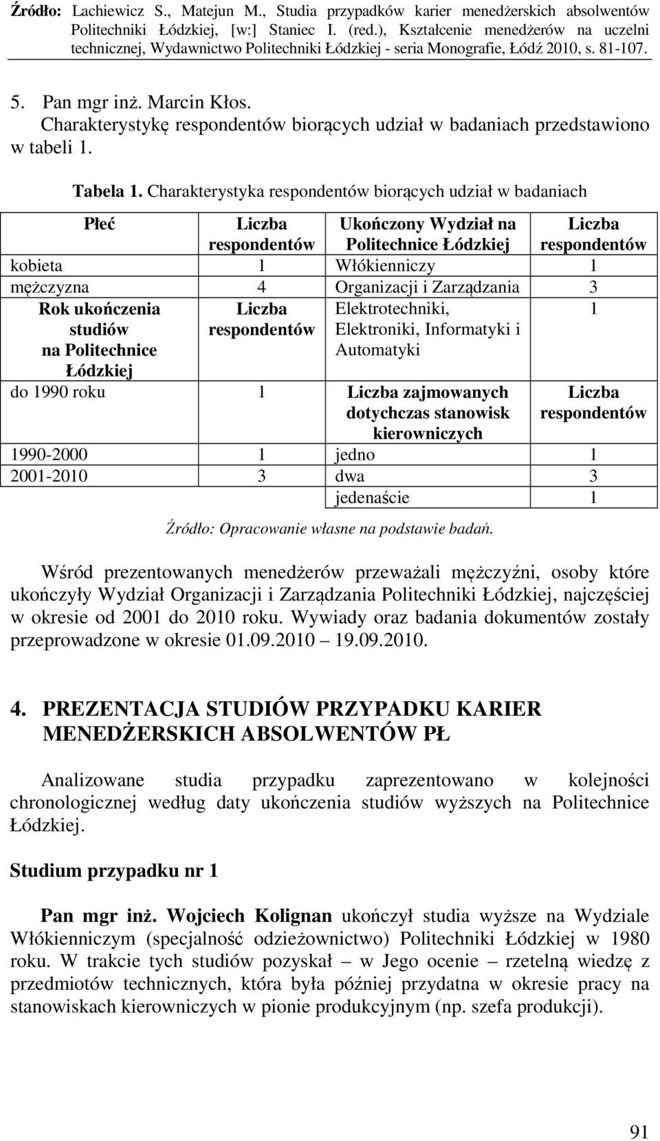 Zarządzania 3 Rok ukończenia studiów na Politechnice Łódzkiej Liczba respondentów Elektrotechniki, Elektroniki, Informatyki i Automatyki 1 do 1990 roku 1 Liczba zajmowanych dotychczas stanowisk